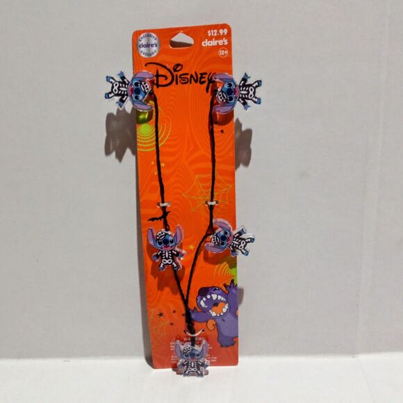 Disney Lilo & Stitch Halloween Light Up Necklace-Claires Exclusive-Skeleton-NEW - Picture 1 of 6